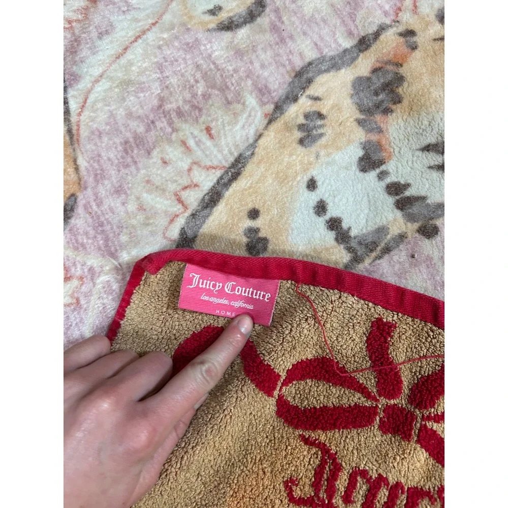 Juicy Couture Red‎ Gold Bow Towel Set Hand Towel Washcloth Cotton Viscose Home